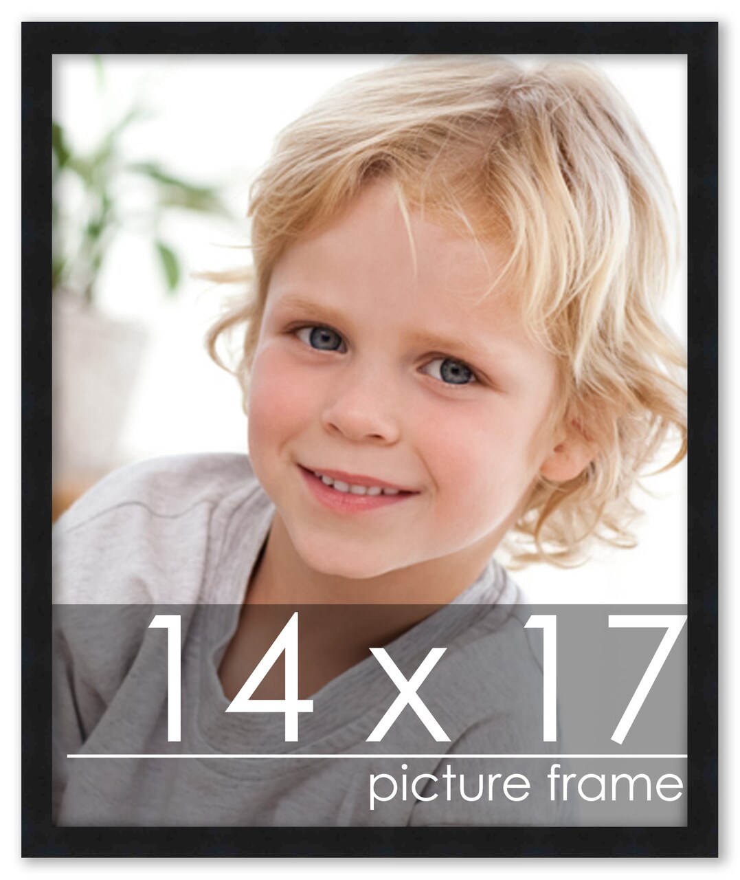14x17 Modernist Black Picture Frame - UV Acrylic, Foam Board Backing, Hanging Hardware